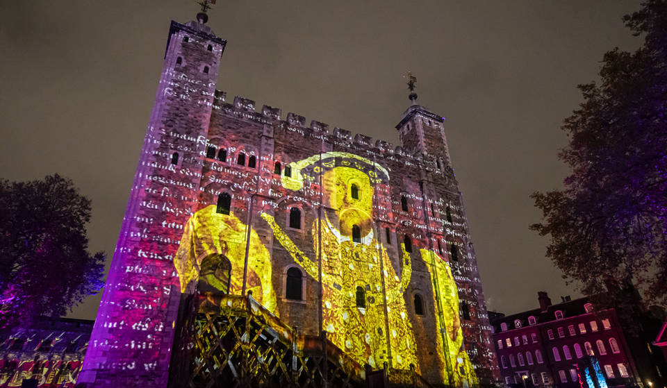 A Crown And Coronation Light Show Has Taken Over The Walls Of The Tower Of London
