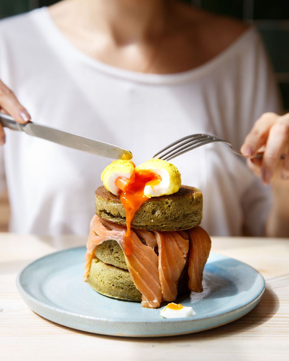 Tasty matcha pancakes served at Avobar in London's Covent Garden 