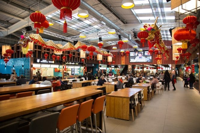 The interior of Bang Bang Oriental, one of the world's largest Asian street food stalls