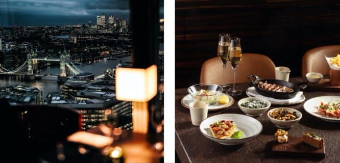 The view from Oblix at the Shard and some delicious food served for their New Year's Eve Dinner.