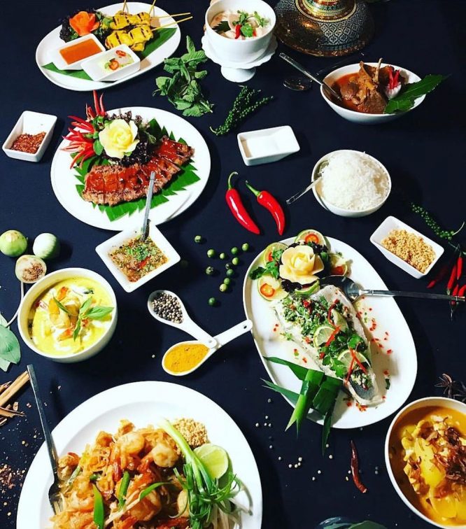 A lovely spread of food served at Nipa Thai in London