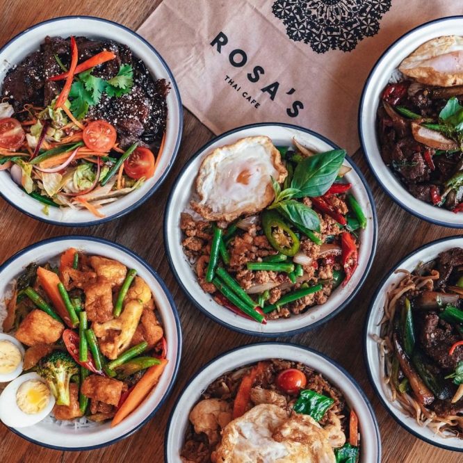 A selection of lunch bowls served at Rosa's in London 