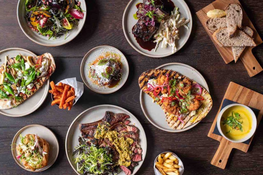 A spread of food at BRIX restaurant and bar in London Bridge