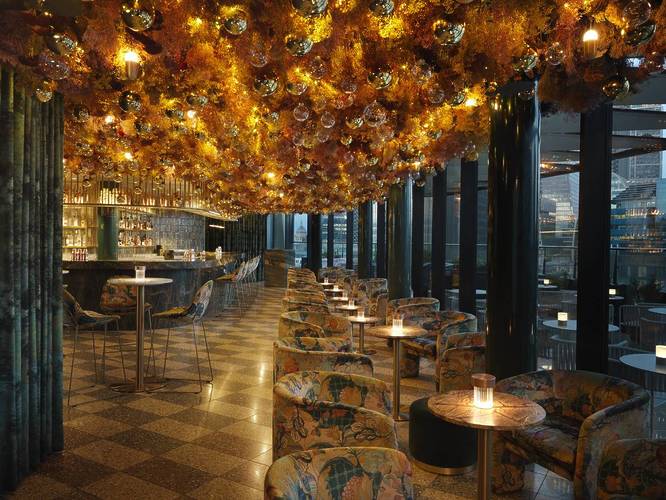 Florattica restaurant with their gold festive decorations