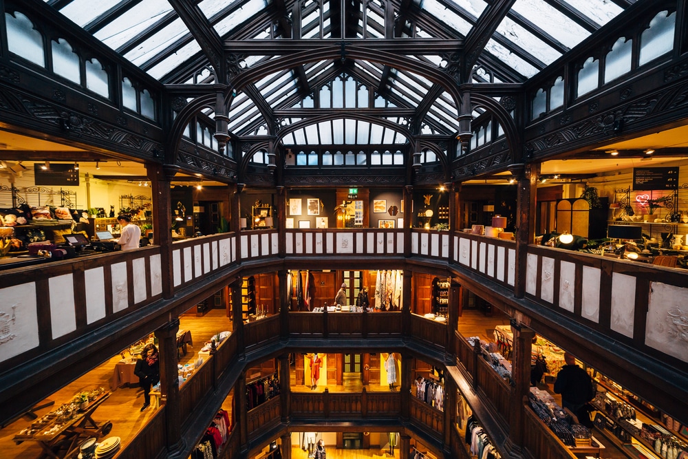 The interior of the famous department store Liberty, one of the best free things to do