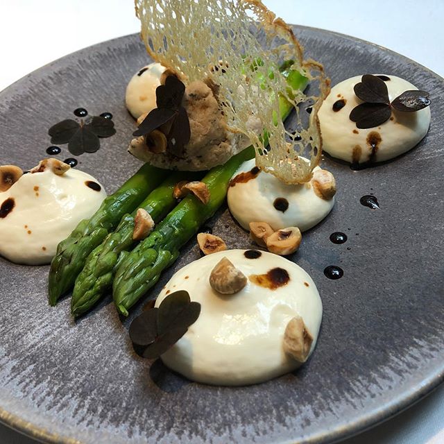 A delicious plate of asparagus and cream served at Medlar in Chelsea