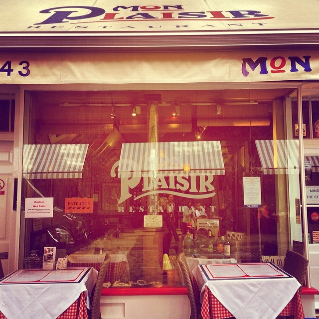 The exterior of Mon Plaisir near Seven Dials Market, one of the best French restaurants in London