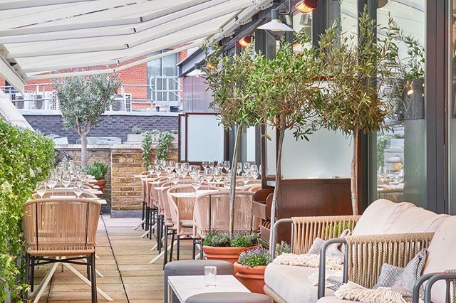 The atmospheric roof terrace from The Orrery restaurant in Marylebone 