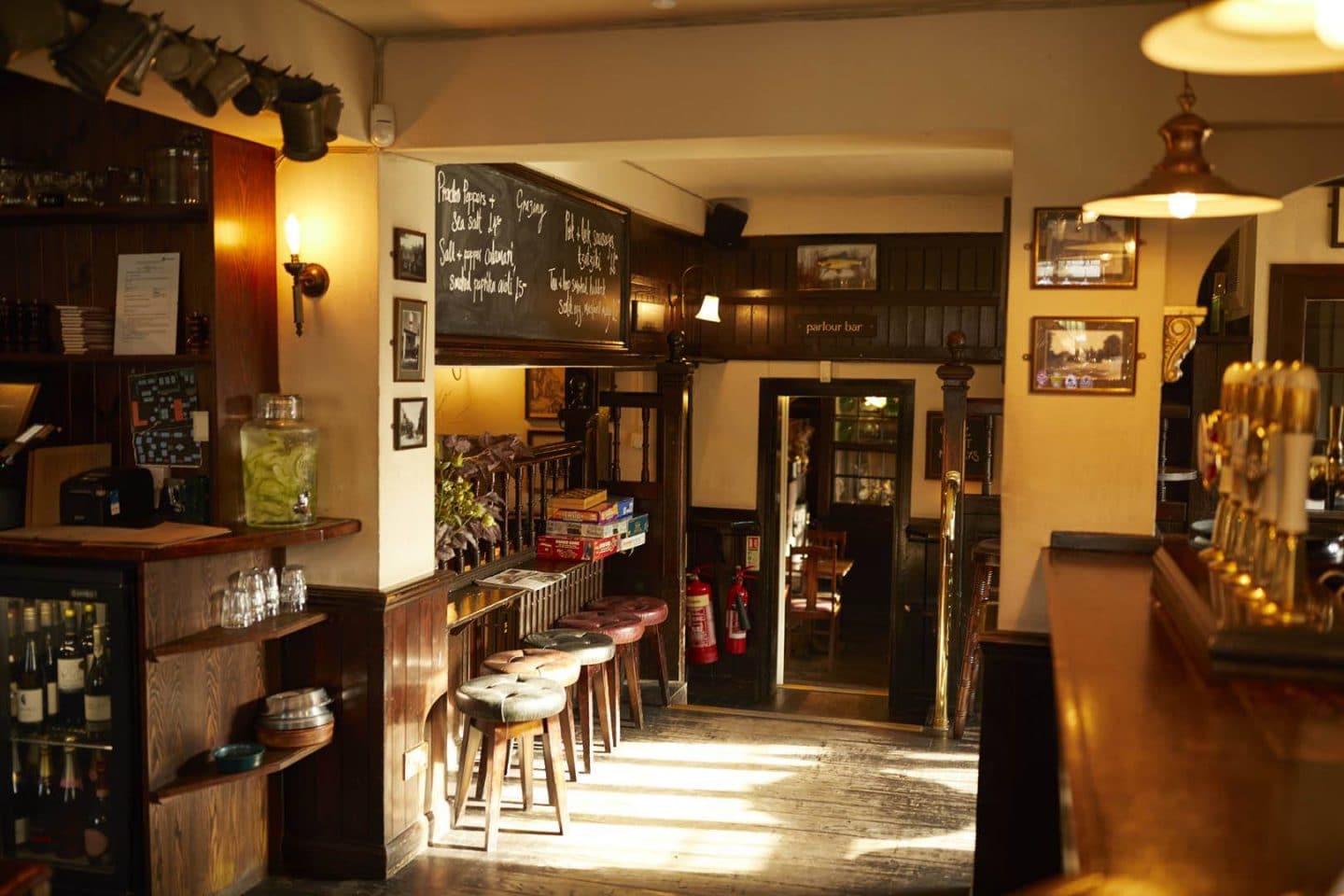 The cosy interior of The Flask pub in Highgate 