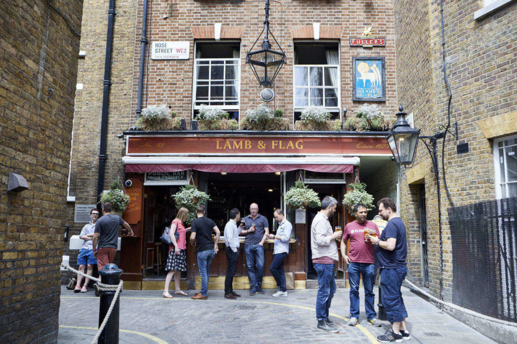 the exterior of The Lamb & Flag, one of London's oldest pubs