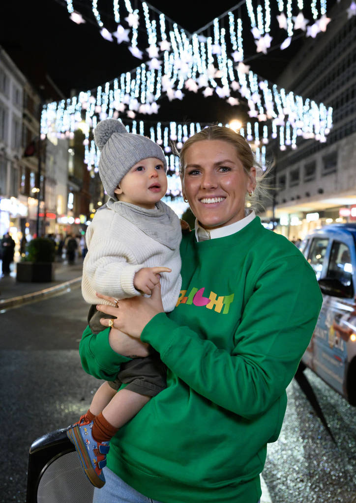 Millie Bright, Starlight supporter, along with her one year old nephew Albie, celebrating the switch on of the Christmas lights.
