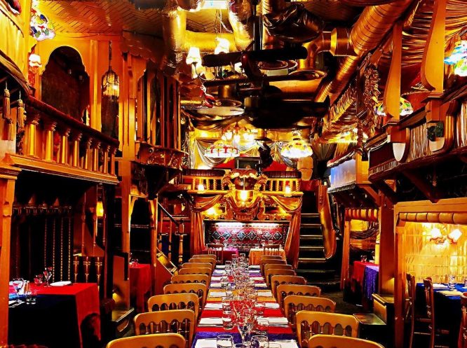 The interior of the incredible Sarastro restaurant in London's Covent Garden, one of the best restaurants with live music 