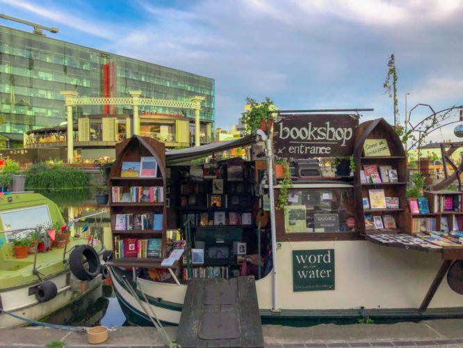 A bookshop barge sat on the river thames