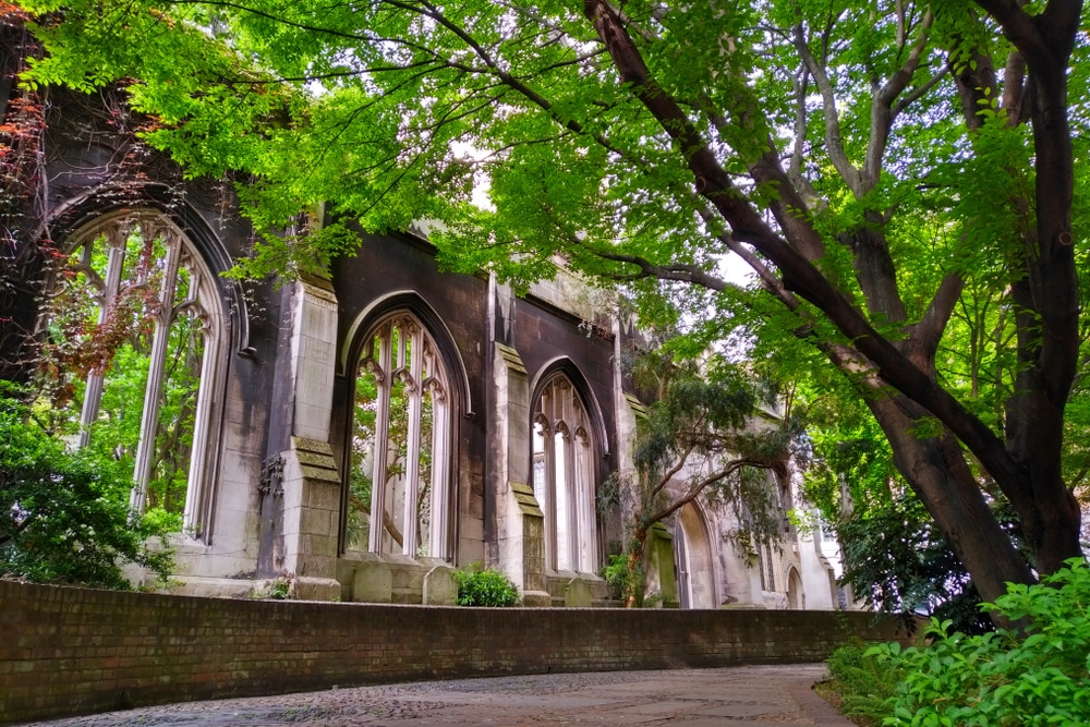 The beautiful ruins of St Dunstan in the East in London