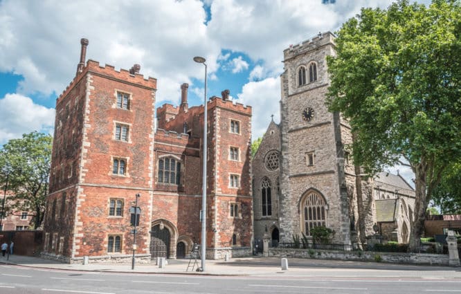 Morton's Tower, built in 1495, is the gatehouse to Lambeth Palace in London 