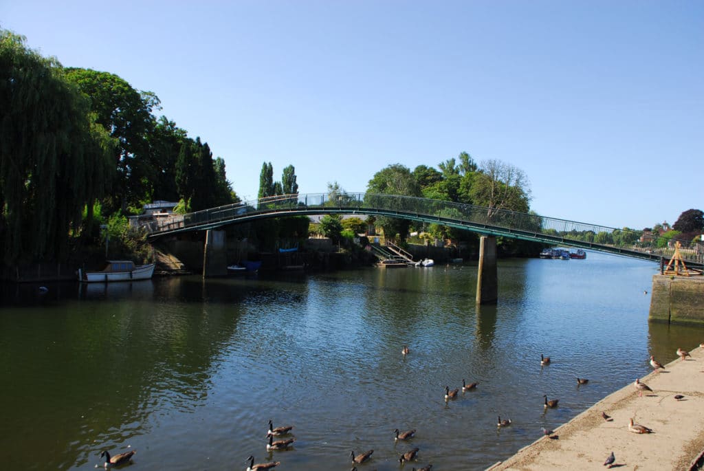 The bridge leading over to Eel Pie Island and the Thames River