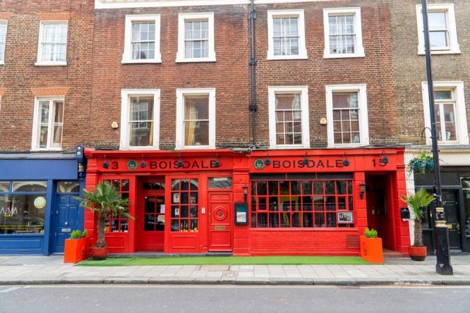 The exterior of Boisdale in Fitzrovia, one of the best restaurants with live music