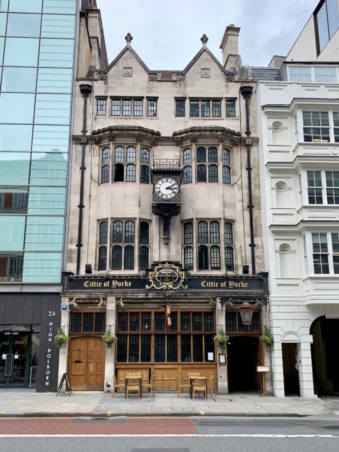The exterior of the Cittie of Yorke pub, one of the best pubs in London