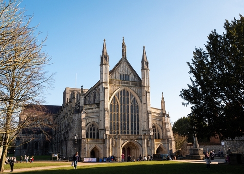 The magnificent Winchester Cathedral which doubles as St. Paul's Cathedral in The Crown 