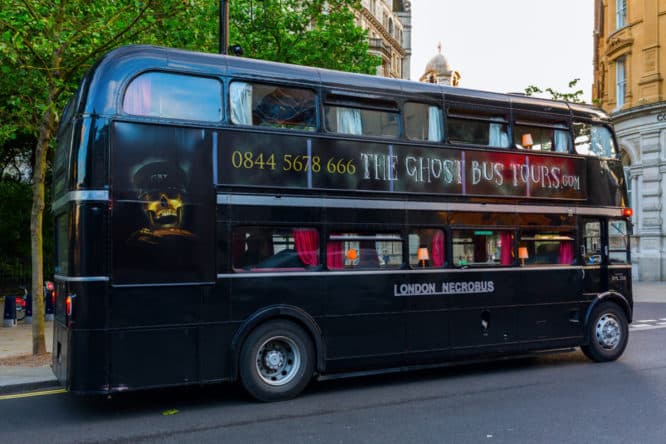 The 'necrobus' from the Ghost Bus Tours, one of the best ghost tours in London