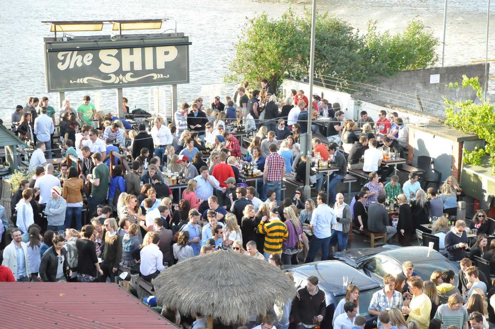 The vast beer garden outside The Ship in Wandsworth, South London