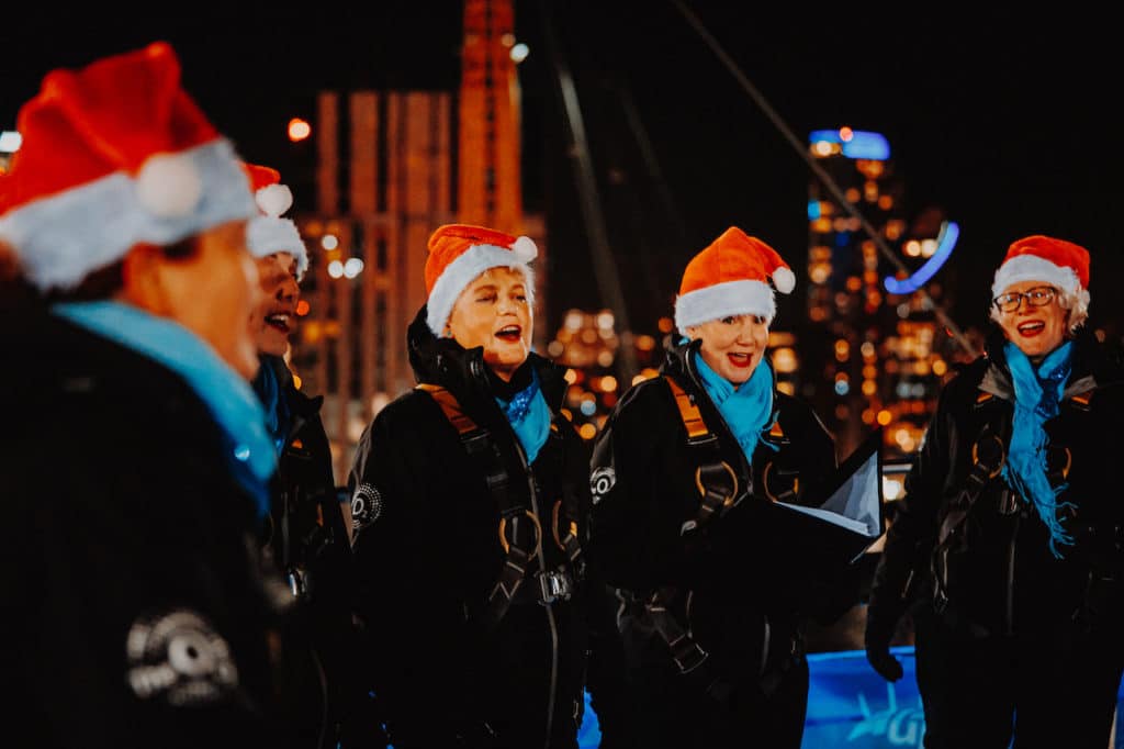 carol singers on top of the O2 at Up at the O2