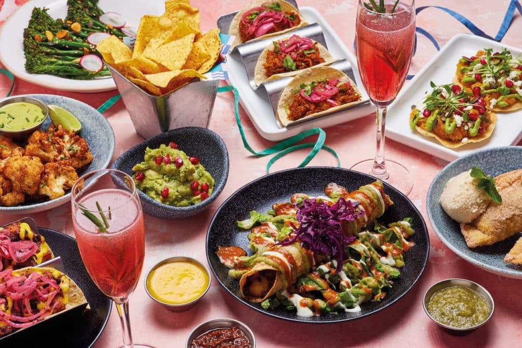 A spread of food at Wahaca, which put an alternative twist on traditional Christmas menus in London