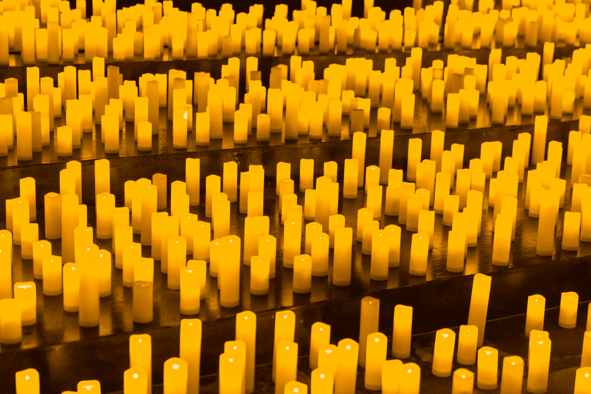A close-up of hundreds of candles on display on different levels for a Candlelight concert.