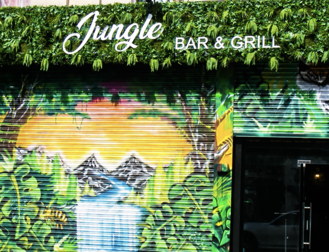 The exterior of the jungle bar and grill in Stockwell, one of the best Caribbean restaurants in London